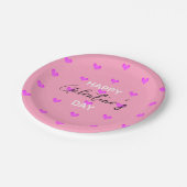 Niedlicher Trendy Typografy Pink Happy Galentines Pappteller (Schrägansicht)