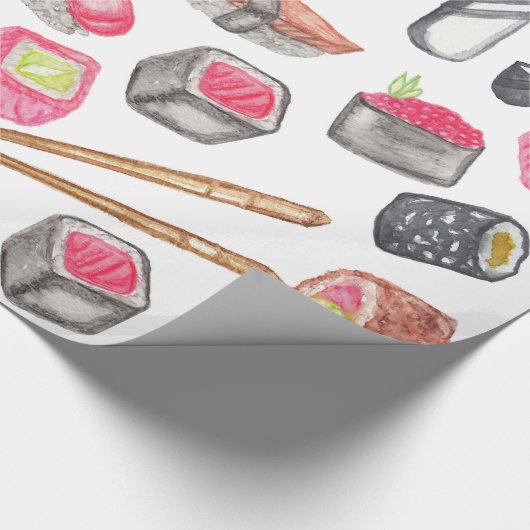 Niedlicher Trendy Watercolor-Sushi-Grund und Geschenkpapier (Ecke)