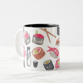 Niedlicher Trendy Watercolor-Sushi-Grund und Zweifarbige Tasse (Vorderseite Links)