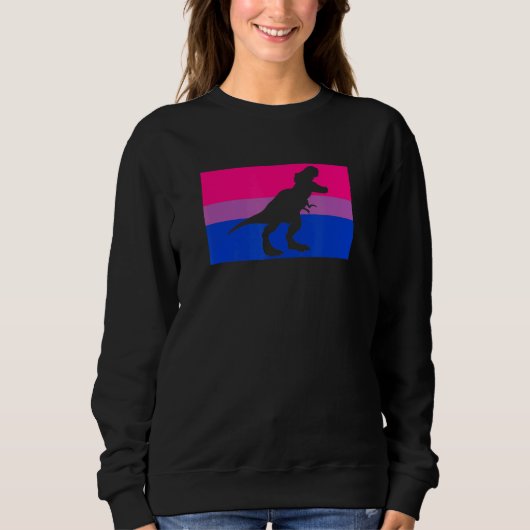 Niedlicher Trex Dinosaur Party Gay Bisexuelle Flag Sweatshirt (Vorderseite)