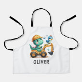 Niedlicher Trex Dinosaurier, der ein Baufahrzeug f Schürze (Vorderseite)