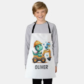 Niedlicher Trex Dinosaurier, der ein Baufahrzeug f Schürze (Getragen)