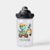 Niedlicher Trex Dinosaurier, der ein Baufahrzeug f Trinkflasche (Rückseite)