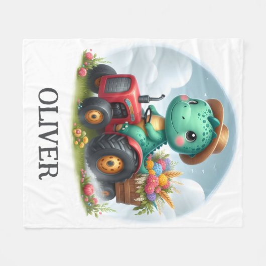 Niedlicher Trex Dinosaurier Fahren mit einem roten Fleecedecke (Vorderseite (Horizontal))