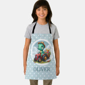 Niedlicher Trex Dinosaurier Fahren mit einem roten Schürze (Insitu)