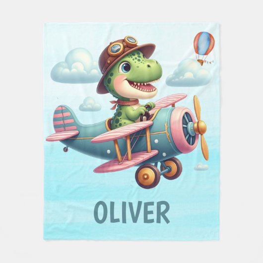 Niedlicher Trex Dinosaurier mit einem charmanten F Fleecedecke (Vorderseite)