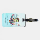 Niedlicher Trex Dinosaurier mit einem charmanten F Gepäckanhänger (Rückseite horizontal)