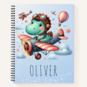 Niedlicher Trex Dinosaurier mit einem charmanten F Notizblock (Vorderseite)