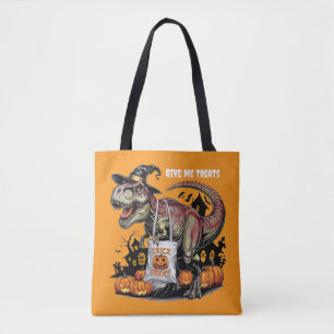 niedlicher Trex mit personalisiert weißen Hexen Tasche