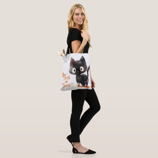 Niedlicher Trick oder behandeln Black Cat Hallowee Tasche (Am Model)