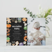 Niedlicher Trick oder Behandlung Halloween Foto Ge Einladung (Stehend Vorderseite)