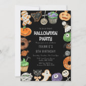 Niedlicher Trick oder Behandlung Halloween Geburts Einladung (Vorderseite)