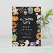 Niedlicher Trick oder Behandlung Halloween Geburts Einladung (Stehend Vorderseite)