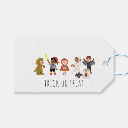 Niedlicher Trick oder Behandlung von Kindern Hallo Geschenkanhänger (Vorderseite (Horizontal))