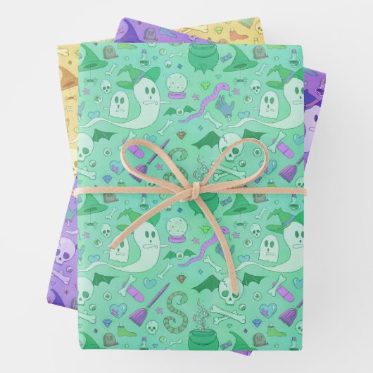 Niedlicher Trick oder Kids-Halloween Geschenkpapier Set (Beispiel)