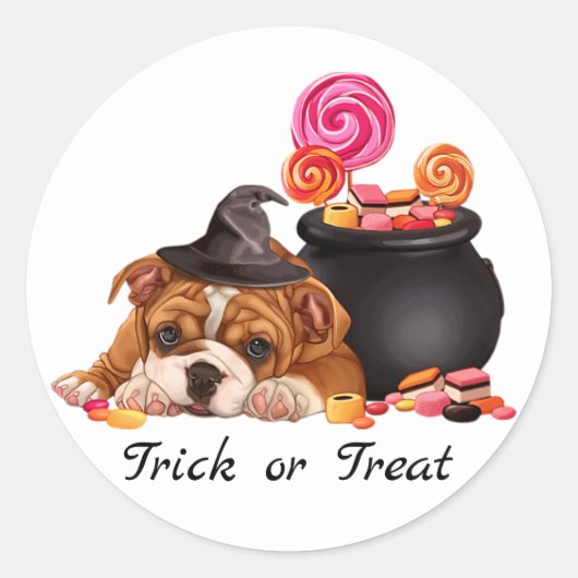 Niedlicher Trick oder Treat Candy Dog | Halloween Runder Aufkleber (Vorderseite)