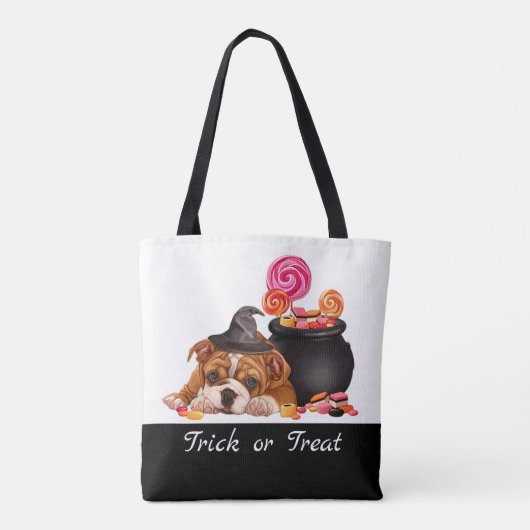 Niedlicher Trick oder Treat Candy Dog Personalisie Tasche (Rückseite)