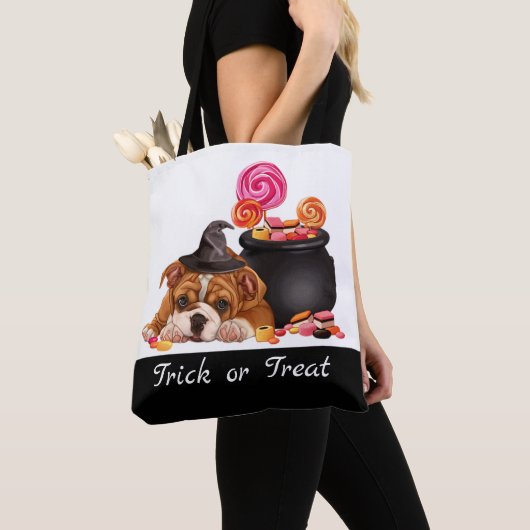 Niedlicher Trick oder Treat Candy Dog Personalisie Tasche (Von Nahem)