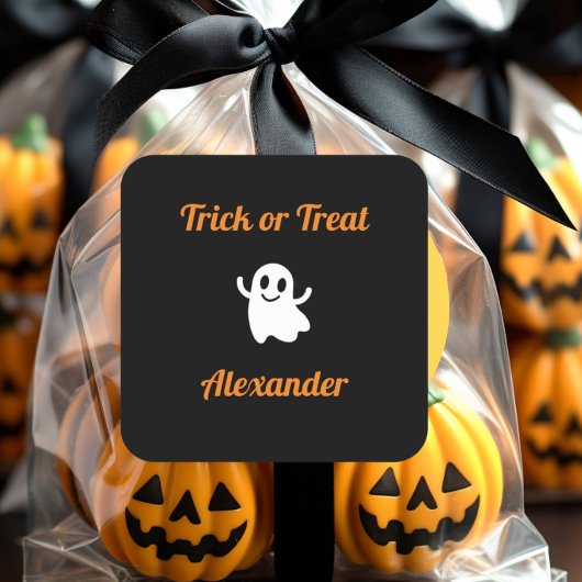 Niedlicher Trick oder Treat Halloween-Geistername Quadratischer Aufkleber