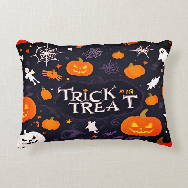 Niedlicher Trick oder Treff Halloween Dekokissen (Vorderseite)