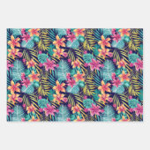 Niedlicher Tropendschungel mit Blumenkacheln Geschenkpapier Set (Vorderseite)