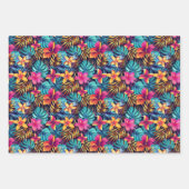 Niedlicher Tropendschungel mit Blumenkacheln Geschenkpapier Set (Vorderseite 3)
