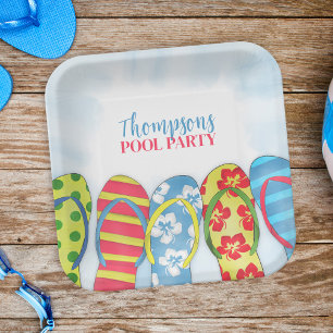 Niedlicher Tropical Summer Flip Flops Pool Party S Pappteller