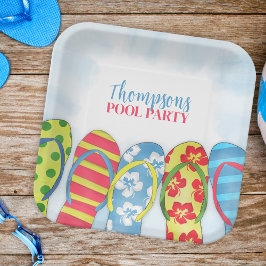 Niedlicher Tropical Summer Flip Flops Pool Party S Pappteller