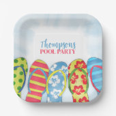 Niedlicher Tropical Summer Flip Flops Pool Party S Pappteller (Vorderseite)