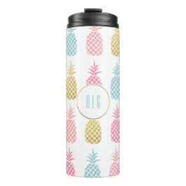 Niedlicher Tropischer Ananas-Monogramm-Tumbler Thermosbecher