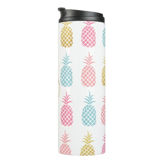 Niedlicher Tropischer Ananas-Monogramm-Tumbler Thermosbecher (Nach rechts gedreht)