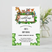 Niedlicher Tropischer Dschungel Safari Wild 1 1. Einladung (Stehend Vorderseite)