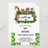 Niedlicher Tropischer Dschungel Safari Wild 1 1. Einladung (Vorne/Hinten)