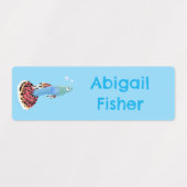 Niedlicher tropischer Fisch Cartoon personalisiert Etiketten (Design 2)