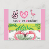 Niedlicher Tropischer Frieden Liebe Flamingos Postkarte (Vorderseite)