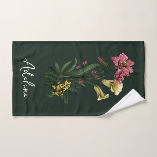 Niedlicher tropischer Frosch und botanische Lily-A Badhandtuch Set (Handtuch)