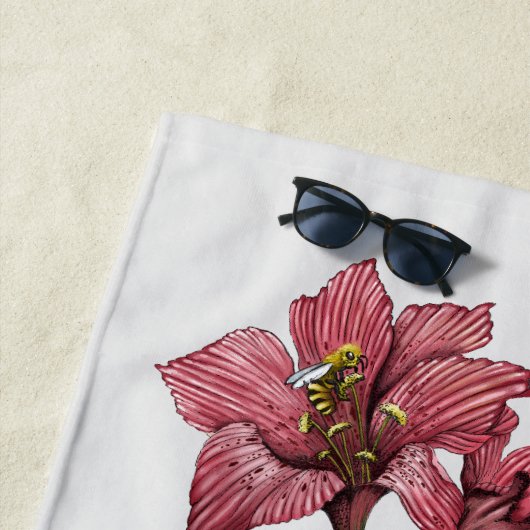 Niedlicher tropischer Frosch und botanische Lily-A Strandtuch (Beispiel)