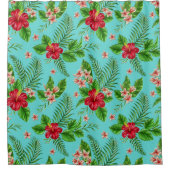 Niedlicher tropischer Hibiskus Blume auf Türkis Duschvorhang (Vorderseite)