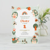 Niedlicher Tropischer Jungle Safari Wild 1. Geburt Einladung (Stehend Vorderseite)