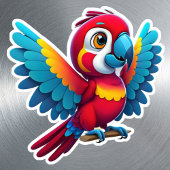 Niedlicher tropischer Macaw Parrot Bird Cartoon Gr Aufkleber