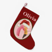 Niedlicher tropischer Rosa Flamingo Xmas Hat Perso Kleiner Weihnachtsstrumpf (Vorderansicht (hängend))