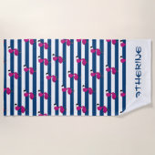 niedlicher tropischer Rosa-Milchlammblauer Streife Strandtuch (Vorderseite)