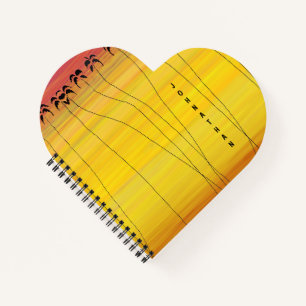 Niedlicher tropischer Sonnenuntergang und Silhouet Notizblock