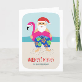 Niedlicher tropischer Strand Santa Pool Flohbad Ur Feiertagskarte