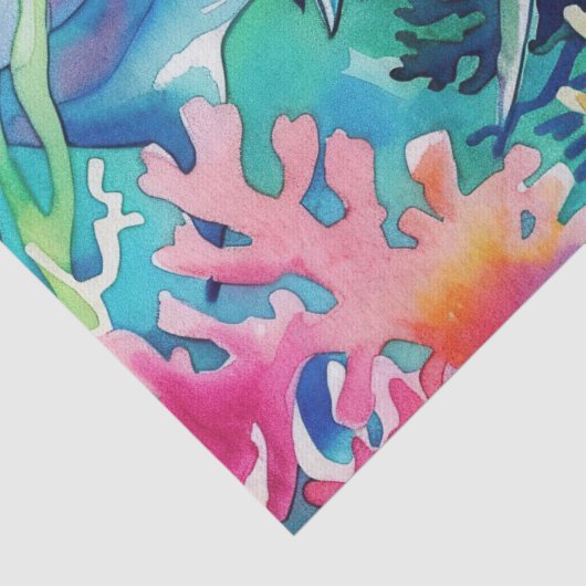 Niedlicher tropischer Wasserfarbenhai Seidenpapier (Detail)