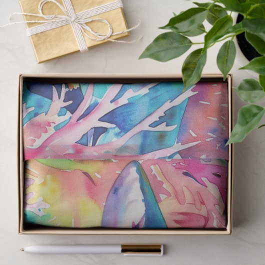 Niedlicher tropischer Wasserfarbenhai Seidenpapier (Geschenk)