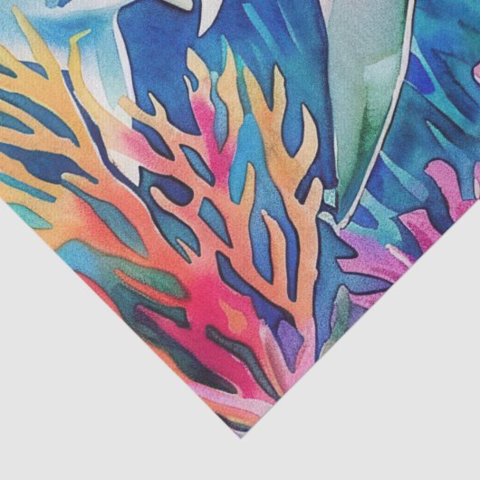 Niedlicher tropischer Wasserfarbenhai Seidenpapier (Detail)