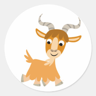 Niedlicher Trotting Cartoon Ziegensticker Runder Aufkleber