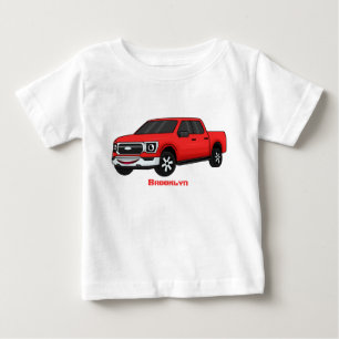 Niedlicher Truck-Cartoon mit rotem Lieferwagen Baby T-shirt