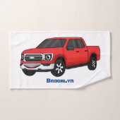 Niedlicher Truck-Cartoon mit rotem Lieferwagen Badhandtuch Set (Handtuch)